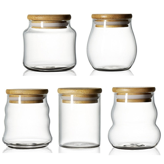 Mini Glass Bottles With Lid Clear Transparent Glass Container Jar With Cork Food Storage