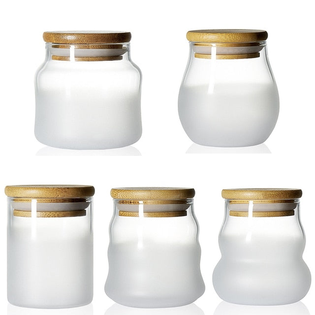 Mini Glass Bottles With Lid Clear Transparent Glass Container Jar With Cork Food Storage
