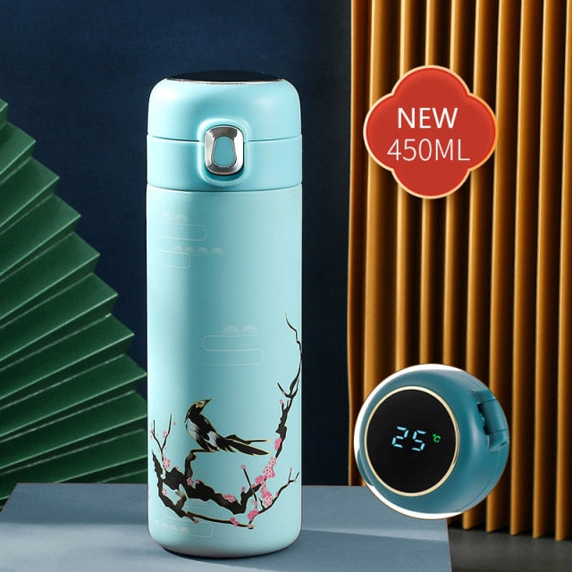 Intelligent Thermos Coffee Bottle Chinese Classical Style LED Touch Display