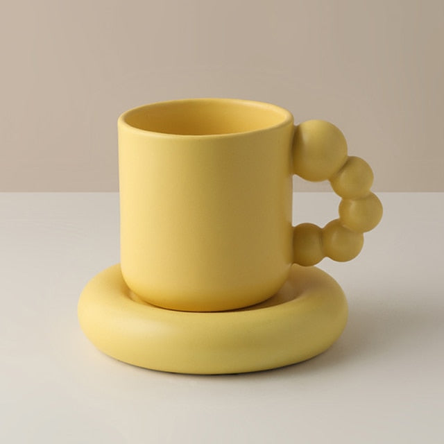 Creative Coffee Cup and Plate With Spin Ball Handle