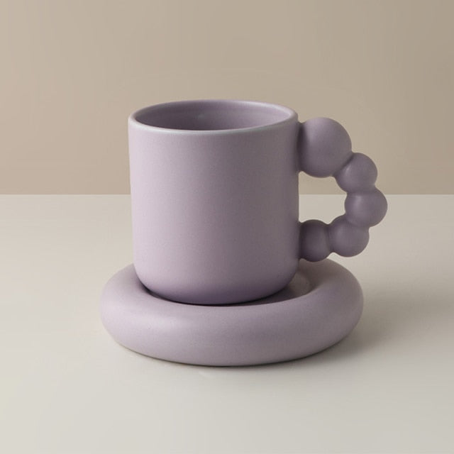 Creative Coffee Cup and Plate With Spin Ball Handle