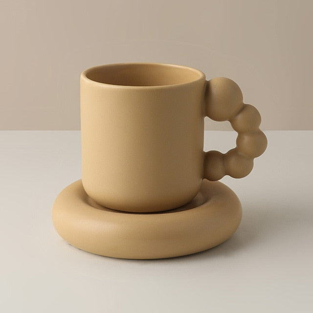 Creative Coffee Cup and Plate With Spin Ball Handle