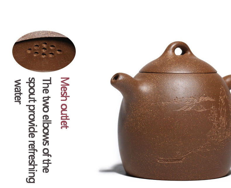 Handmade Yixing Teapot Purple Clay Handmade Kettle 420ml