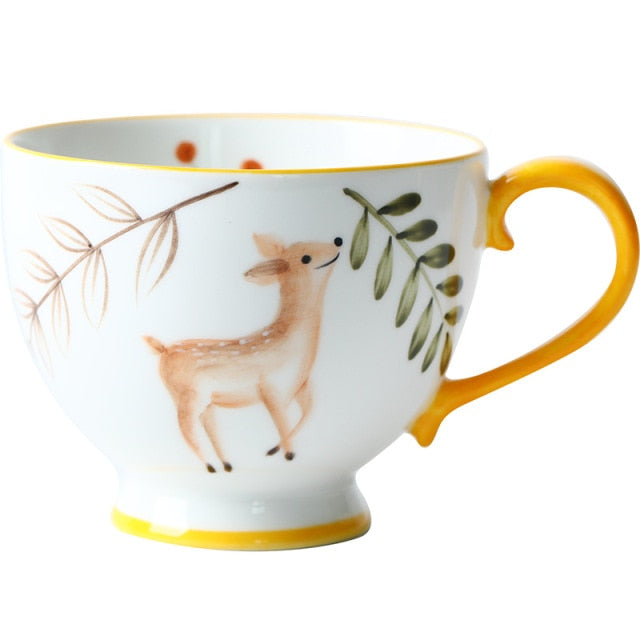 Nordic Style Retro Hand-painted Ceramic Coffee Mug Teacup Home Breakfast Mug Coffee Cups