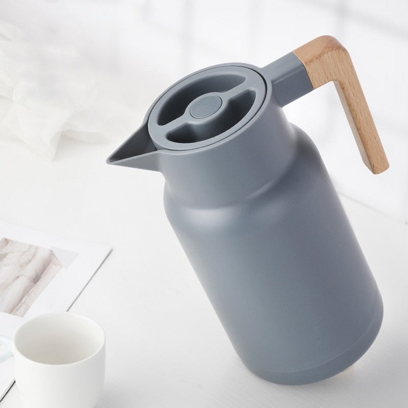 Modern Insulated Thermal Carafe with Wooden Handle – TheWokeNest