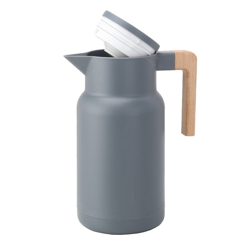 Nordic Insulated Thermos With Flat Wooden Handle