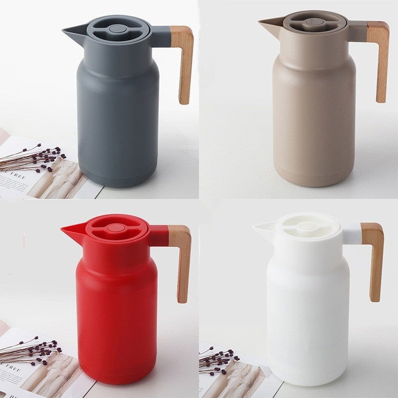 Modern Insulated Thermal Carafe with Wooden Handle – TheWokeNest