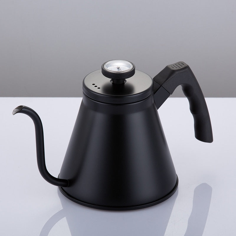 Gooseneck Thermometer Stainless Steel Coffee Drip Kettle 1.2L Pot
