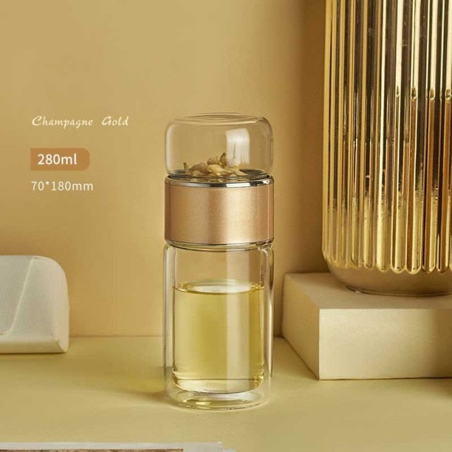 Travel Drinkware Portable Double Wall Glass Tea Bottle Tea Infuser Glass  Tumbler Stainless Steel Filters The Tea Filter