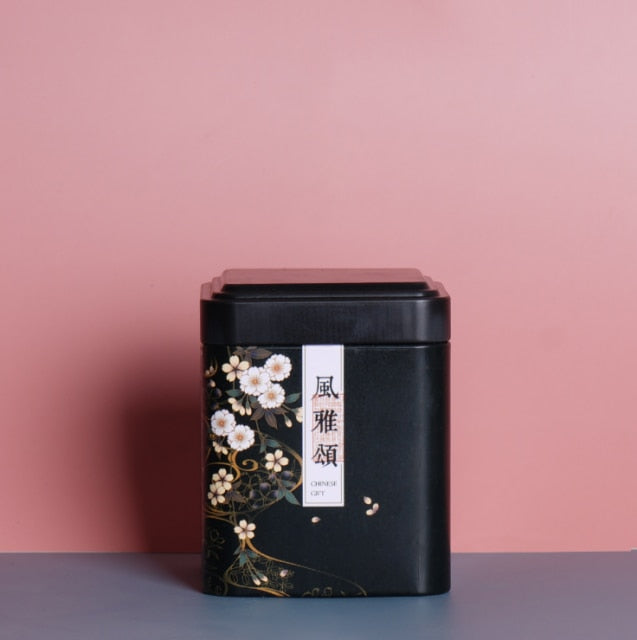 Tea Sealed Box  Container Jar Tin Square Can Vintage Tea Box