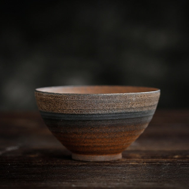 Japanese Style Retro Tea Cup Vintage Handmade Ceramic Teacup- Set of 2