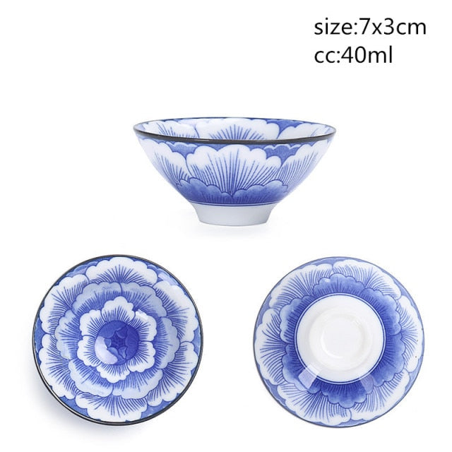 Blue and White Porcelain Kung-Fu Master Cup- Set of 3