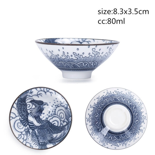 Blue and White Porcelain Kung-Fu Master Cup- Set of 3