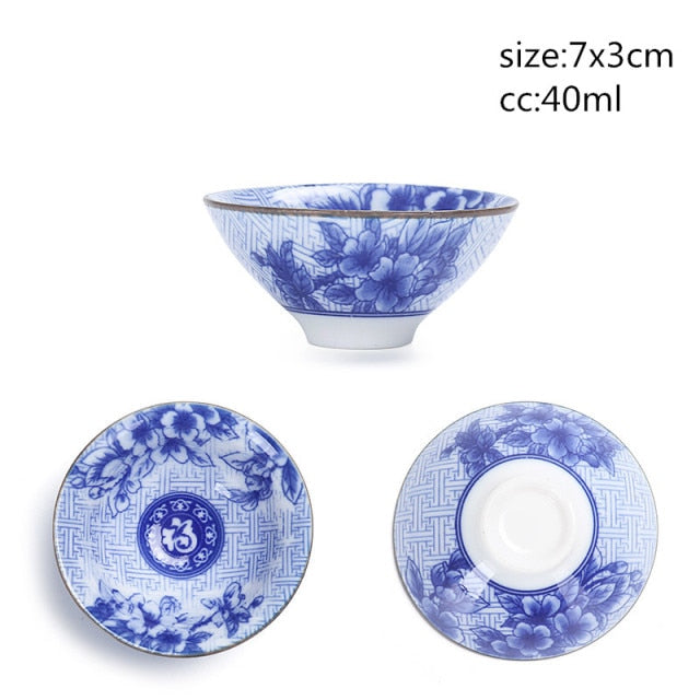 Blue and White Porcelain Kung-Fu Master Cup- Set of 3