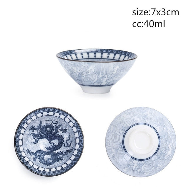 Blue and White Porcelain Kung-Fu Master Cup- Set of 3