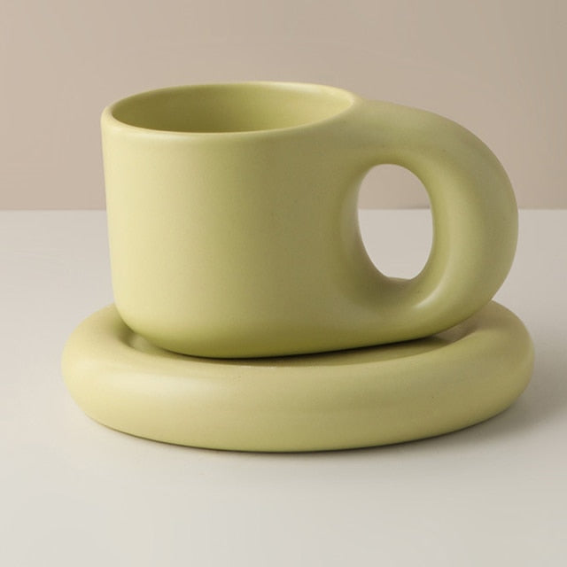 Creative Coffee Cup and Plate With Spin Ball Handle