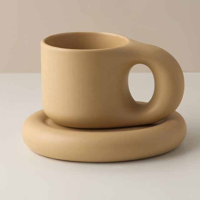 Creative Coffee Cup and Plate With Spin Ball Handle