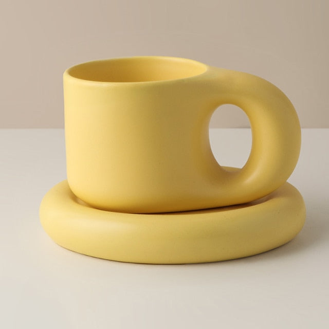 Creative Coffee Cup and Plate With Spin Ball Handle