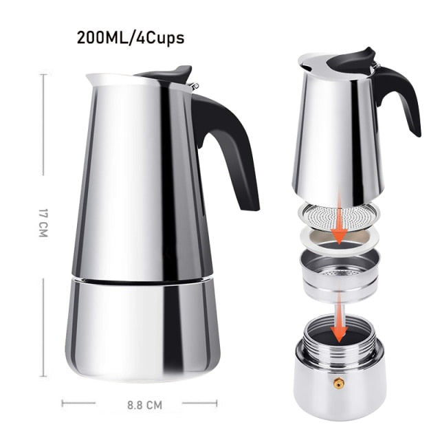 Moka Coffee Pot Espresso Latte Percolator Stove Coffee Maker Espresso Pot  Italian Coffee Machine 50/300/
