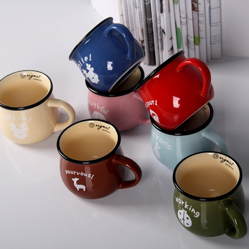 Fun Cute Message Coffee Tea Cups Ceramic Heat-Resistant Handmade