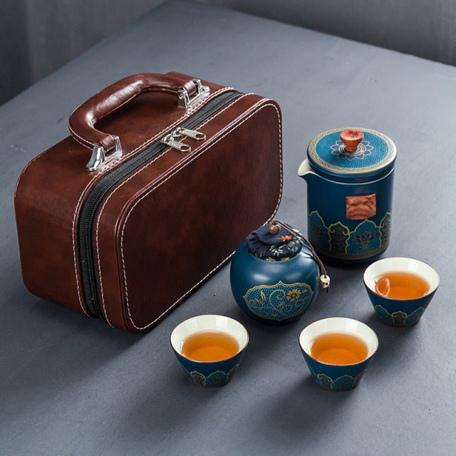 Portable Travel Tea Set With One Pot Three Cups And Tea - Temu