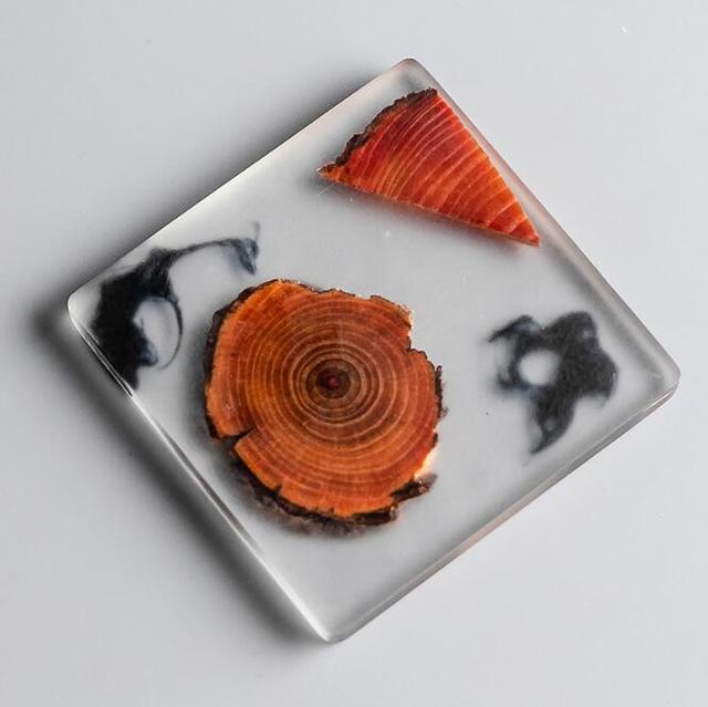 Tea Coaster Cup Durable Wood Creative Epoxy Resin Transparent