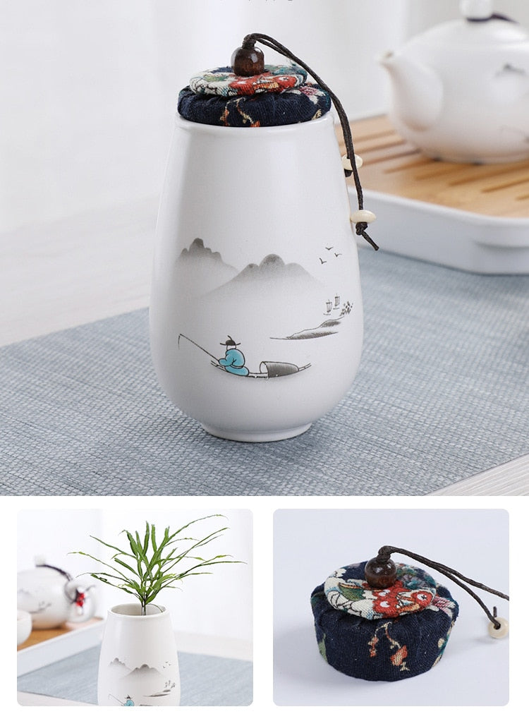 White Ceramic Traditional Kung Fu Travel Tea Set Teapot