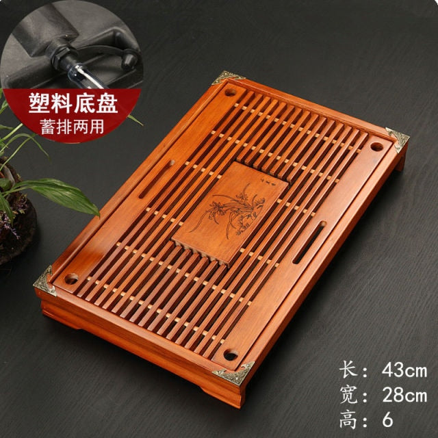 Solid Wood Tea Tray Drainage  Kung Fu Tea Board Table Chinese Ceremony Tools