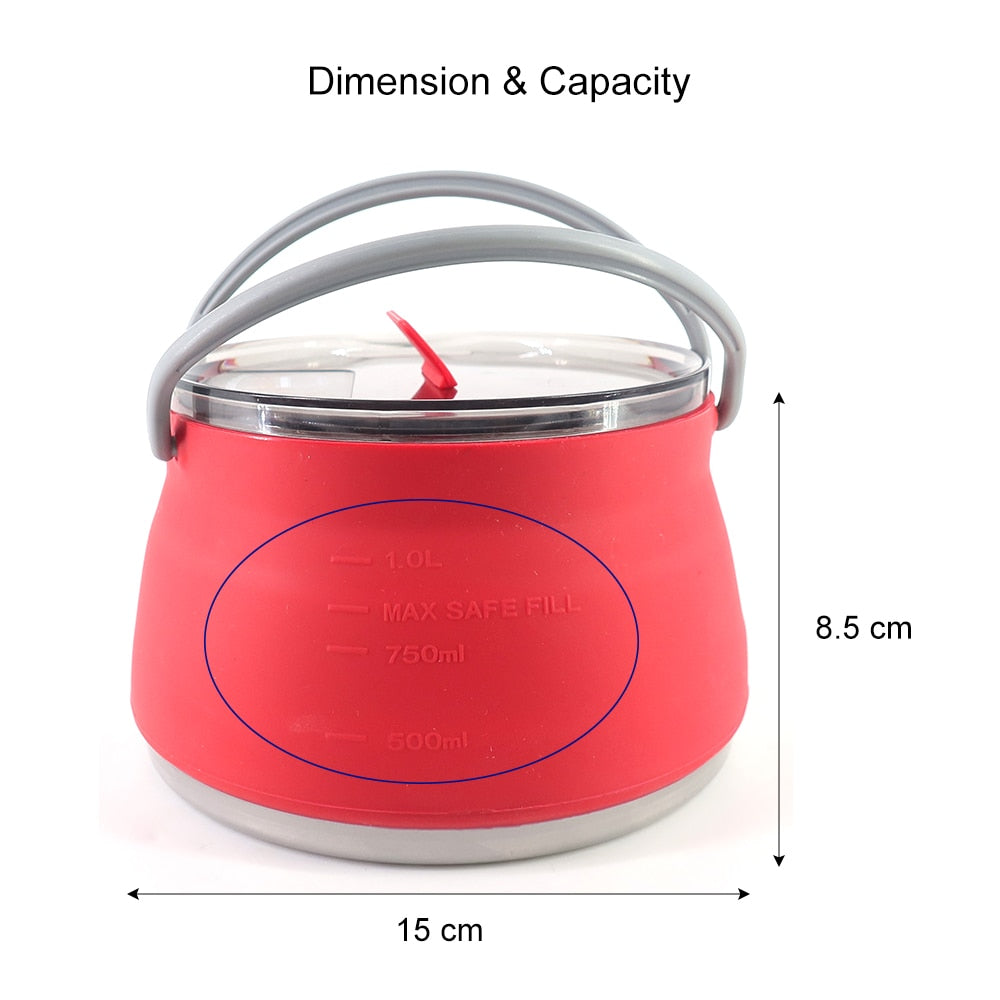 Portable Collapsible Silicone Kettle Boiler 1L