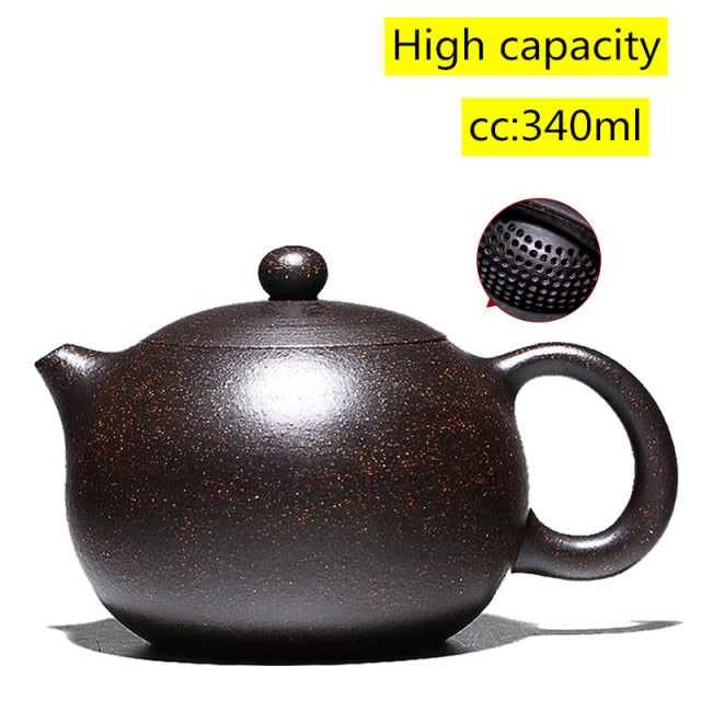 Japanese Handmade Ball Hole Filter Ceremony Purple Clay Teapot 201-300ml
