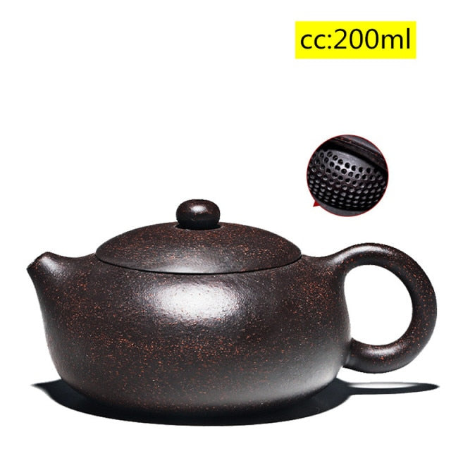 Japanese Handmade Ball Hole Filter Ceremony Purple Clay Teapot 201-300ml