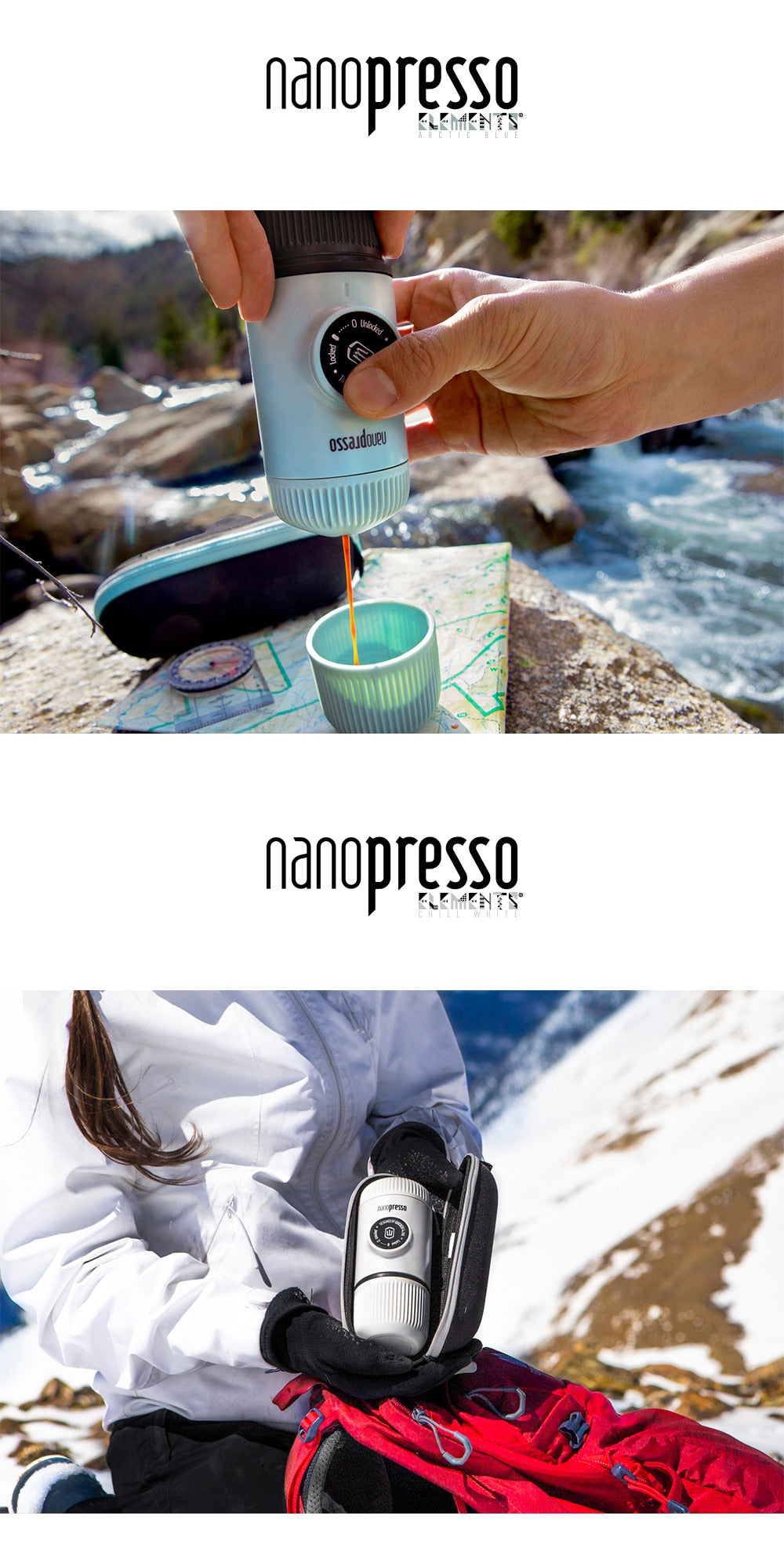 Nanopresso Portable Espresso Coffee Maker and Case, 18 Bar Pressure.