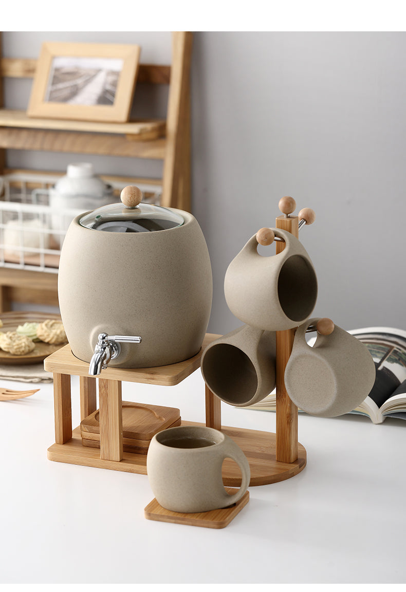 Tan Cold Water Pot Ceramic Set Tuilë Keg Set Heat Resistant Explosion-Proof Juice Teapot