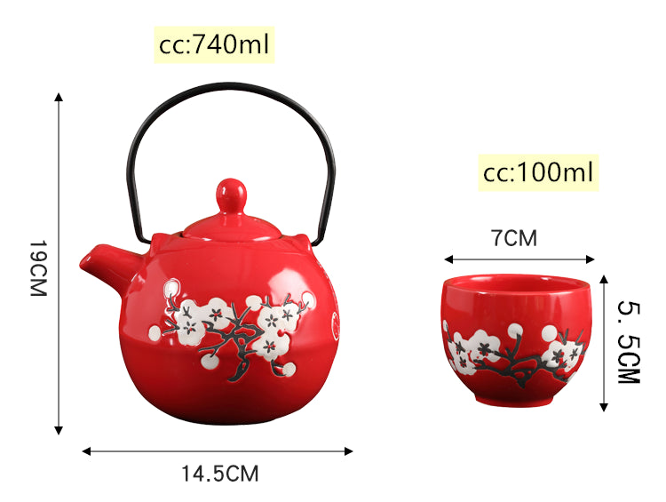 Ceramic Tea Set Filter Teapot Handmade Wedding Kettle Teacups