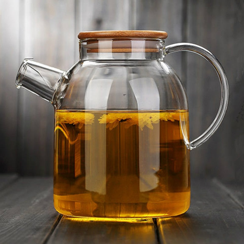 Glass Teapot with Bamboo Cover 1.0L 1.8L