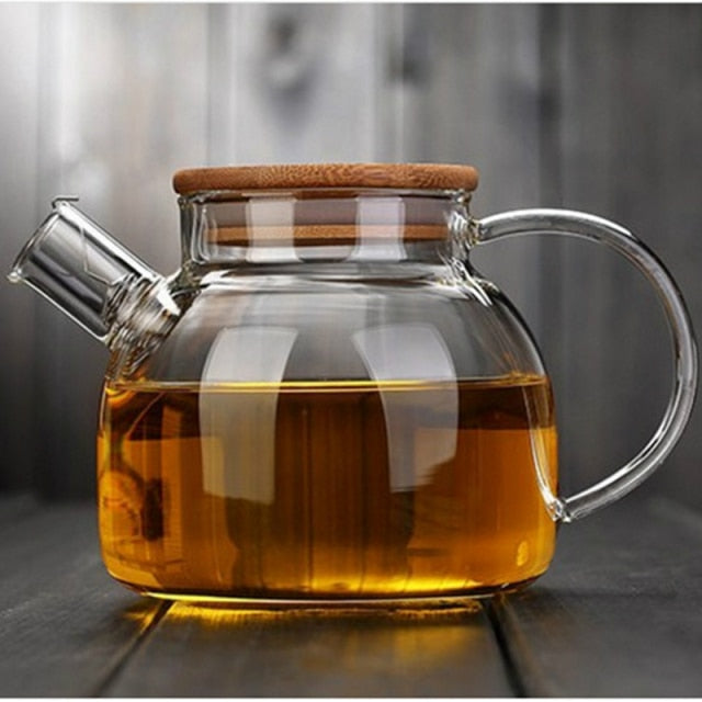 Glass Teapot with Bamboo Cover 1.0L 1.8L