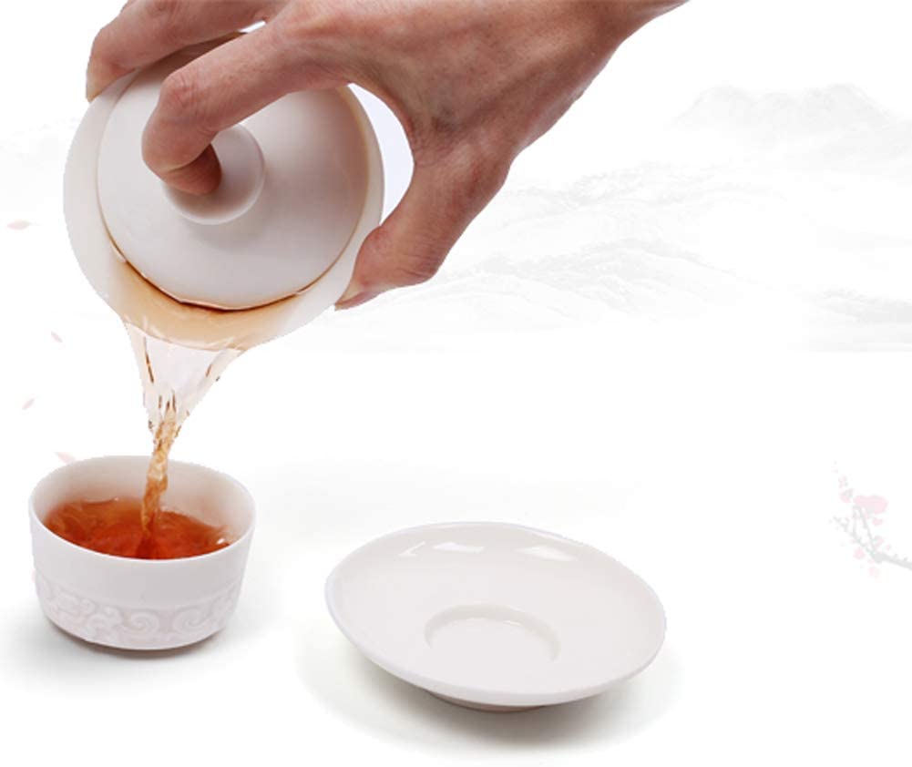 Chinese Tea Set Kung Fu White Ceramic Gaiwan